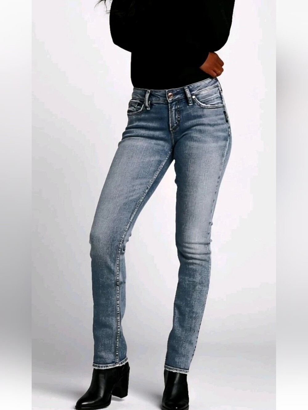 Vintage Silver Jeans Suki Straight Leg Stretch Medium Wash Sz 28 Womens Y2k 90s